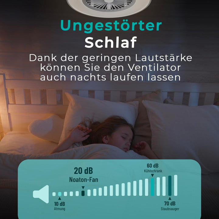 Noaton Deckenventilator mit Beleuchtung 11056GR Vega, LED Dimmbar max 40 W, 3 Farbtemperaturen, Fern