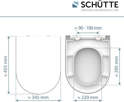 SCHÜTTE WC Sitz Duroplast D Form, Toilettensitz mit Absenkautomatik und Schnellverschluss für die ei