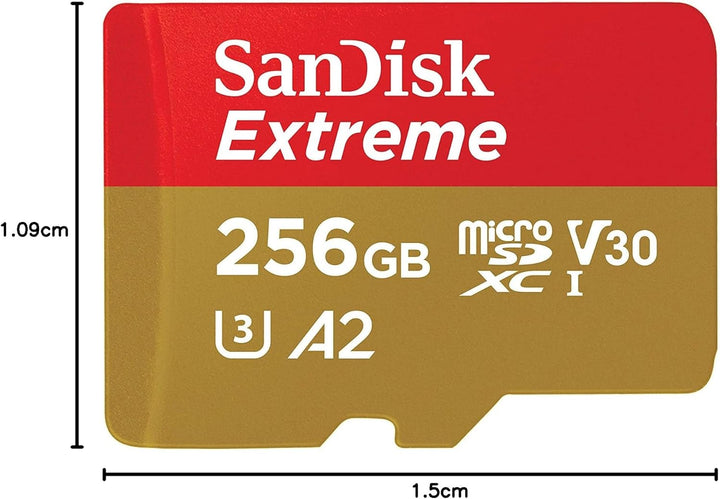 SanDisk Extreme microSDXC UHS-I Speicherkarte 256 GB + Adapter (Für Smartphones, Actionkameras und D