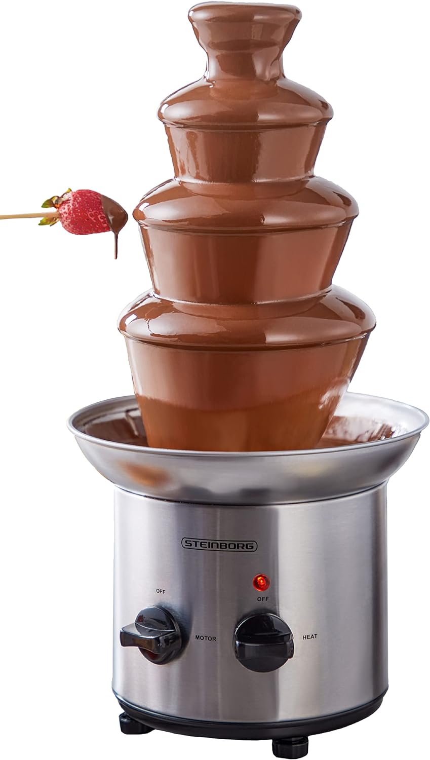 Schokoladenbrunnen | 170 Watt | 1250 g | Hochwertiger und langlebiger Edelstahl | 4 stufig | Hitzefe