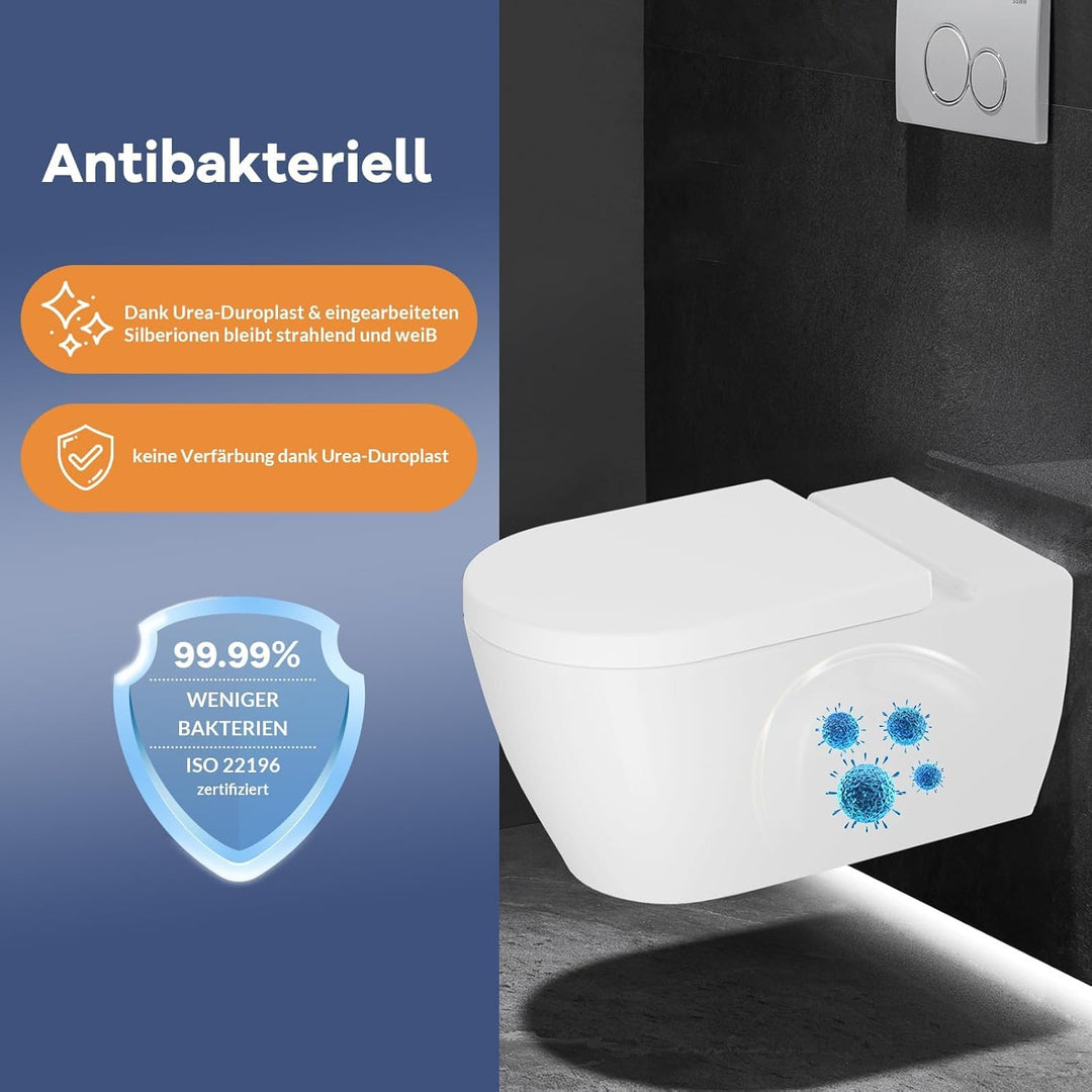 IDEALHOUSE Toilettendeckel mit Absenkautomatik, WC-Sitz mit Schnellverschluss Funktion Einfache Mont