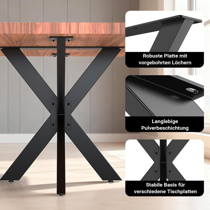 Tischkufen Tischgestell aus Stahl 43x58x98cm Spidergestell in Schwarz Tischbeine mit Spider-Profil,