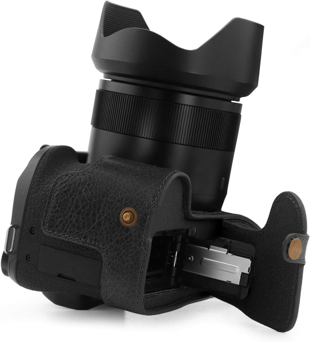 MegaGear MG1681 Ever Ready Kameratasche aus echtem Leder, kompatibel mit Leica V-Lux 5, Panasonic Lu