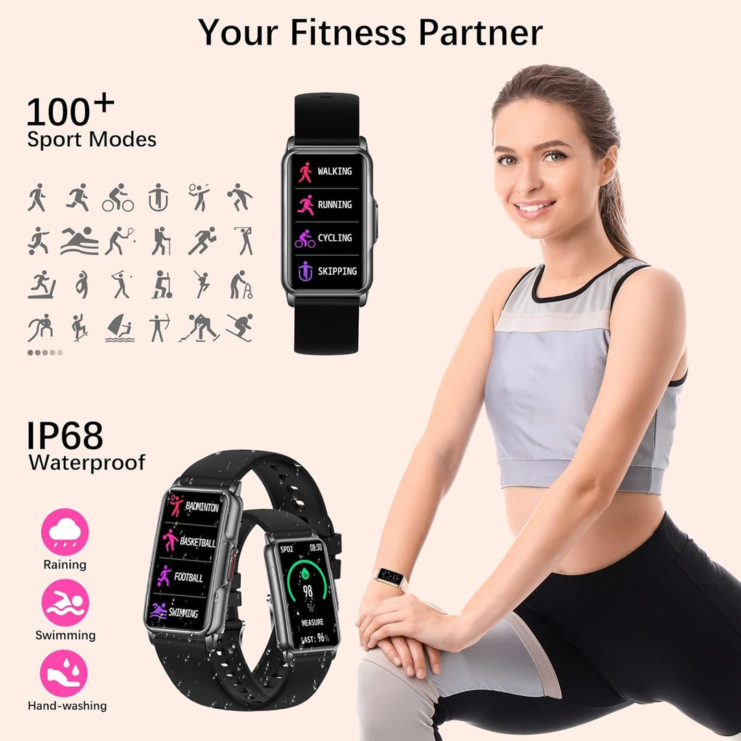 Smartwatch Damen, Schrittzähler Uhr IP68 Wasserdicht Fitness Tracker mit 123 Sportmodi, Fitnessuhr D