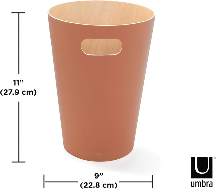 Umbra Woodrow Abfalleimer – Zweifarbiger Holz Papierkorb für Büro, Badezimmer, Wohnzimmer und Mehr,