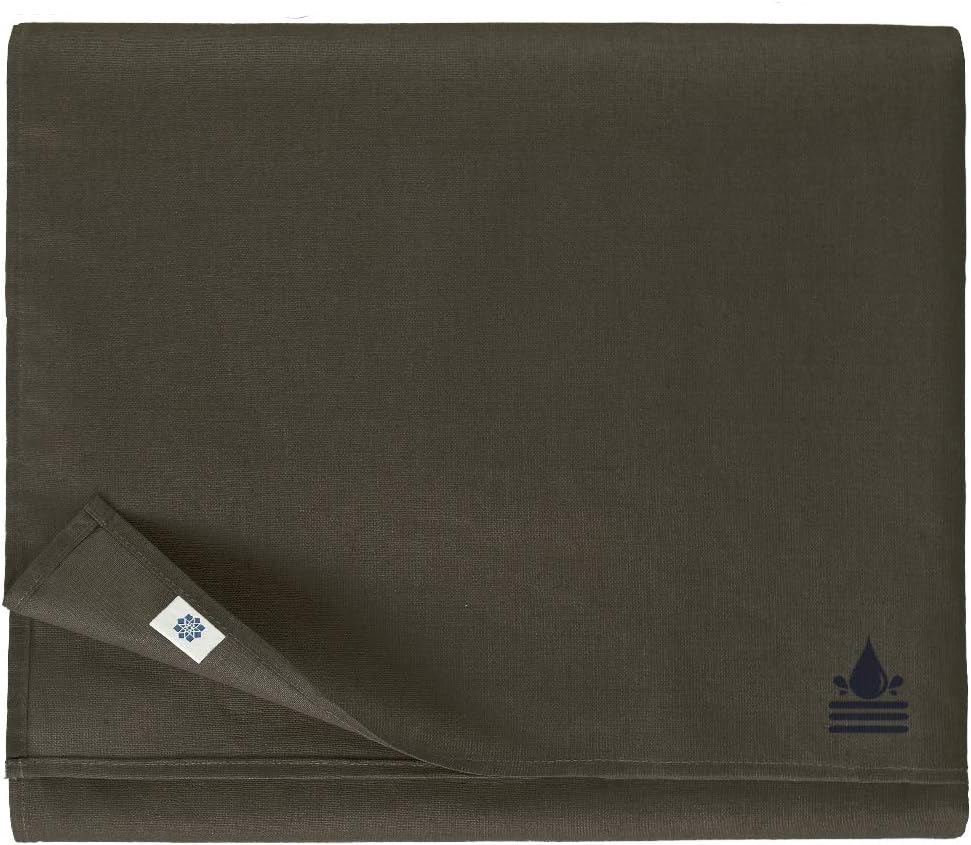 Linen & Cotton Tischdecke Wasserdicht Wachstuch Gartentischdecke Adele - 100% Leinen, Schwarz (147 x