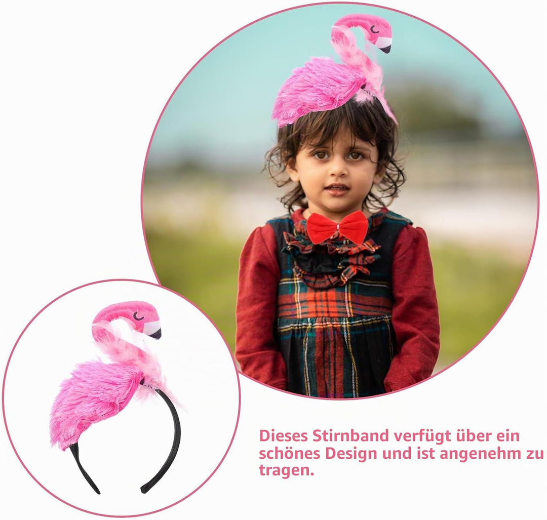 Amosfun 3 Stück Flamingo-Stirnband Flamingo-Kopfschmuck für Hawaii-Karneval Tropisches Party-Haar-Ac