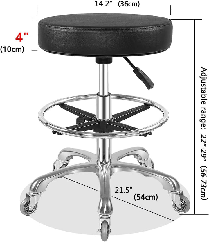Hocker mit Rollen, Rollhocker höhenverstellbar 10cm Polsterung -Werkstatthocker Sitzhöhe Bürohocker