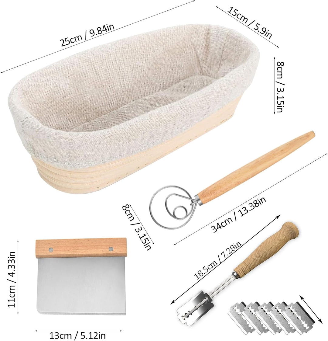 Gärkörbchen Oval (ø 25cm),2 PCS Banneton Proof Basket Korb Set,aus Sauerteigbrotkorb im französische