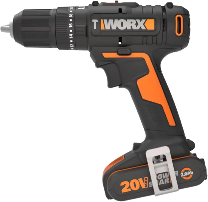 WORX WX370.2 Akku Schlagbohrschrauber 20V, 50Nm, 2-Gang-Getriebe, zum Schrauben, Bohren & Schlagbohr