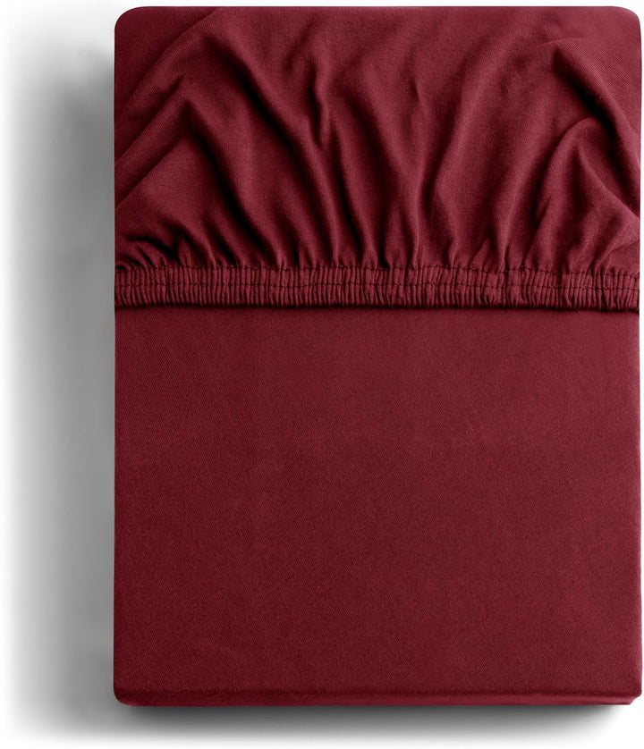 DecoKing Spannbettlaken 160x200 180x200 cm 100% gekämmte Baumwolle Bordeaux Spannbetttücher Jersey B