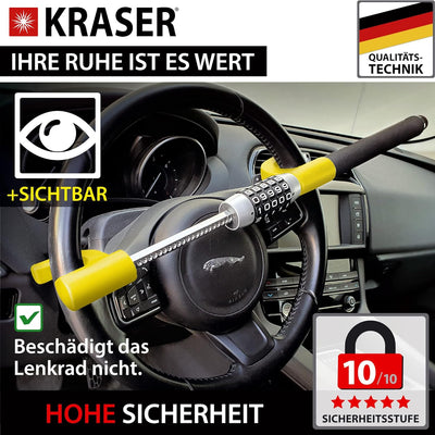 KRASER KR940B Lenkradkralle Wohnmobil Lenkradschloss für Auto Lenkradsperre Lenkrad Zahlenschloss, L