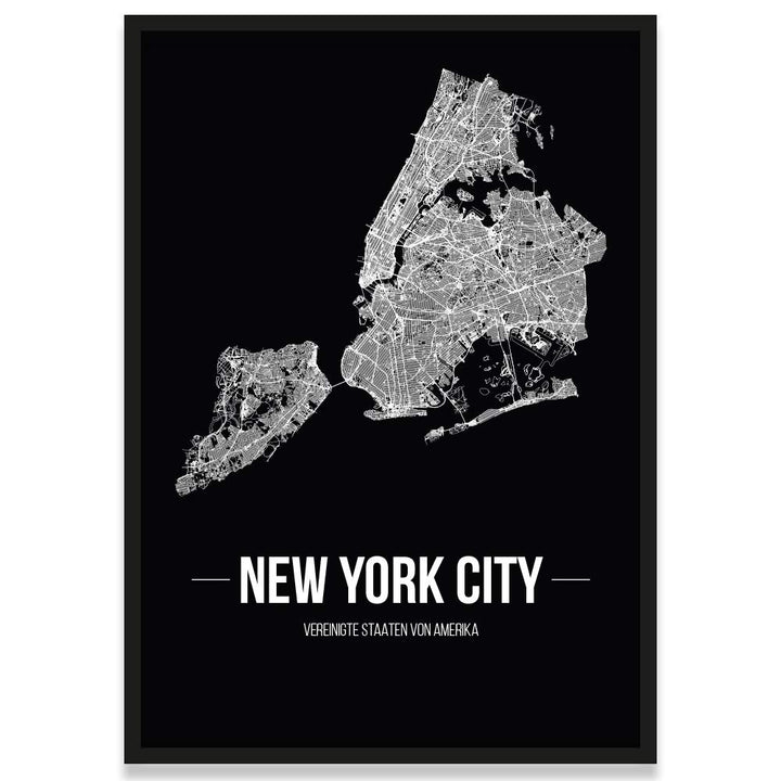JUNIWORDS Stadtposter, New York City, Wähle eine Grösse, 21 x 30 cm, Poster mit Rahmen, Schrift B, S