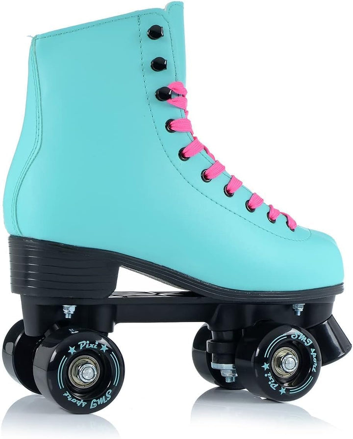 SMJ sport Damen Klassische Retro Rollschuhe | ABEC7 Kugellager | Mint Rosa Mädchen Classic Roller Sk