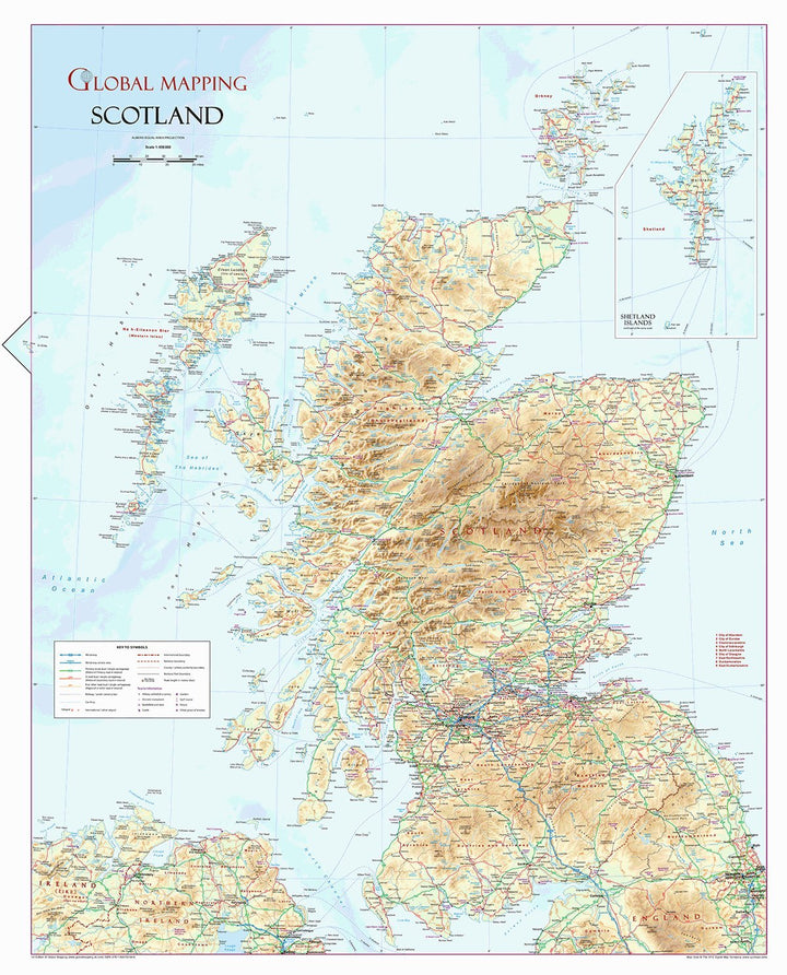 Schottland Physical – Wandkarte – nur Papier