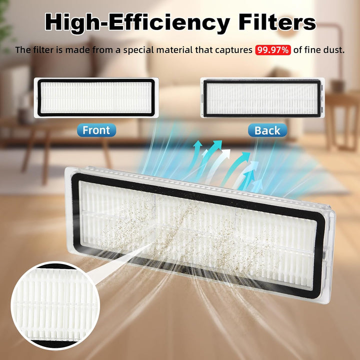 Zubehör Ersatz für Dreame D10 Plus Gen 2 Saugroboter, 1 Hauptbürste, 2 HEPA Filter, 4 Seitenbürsten,