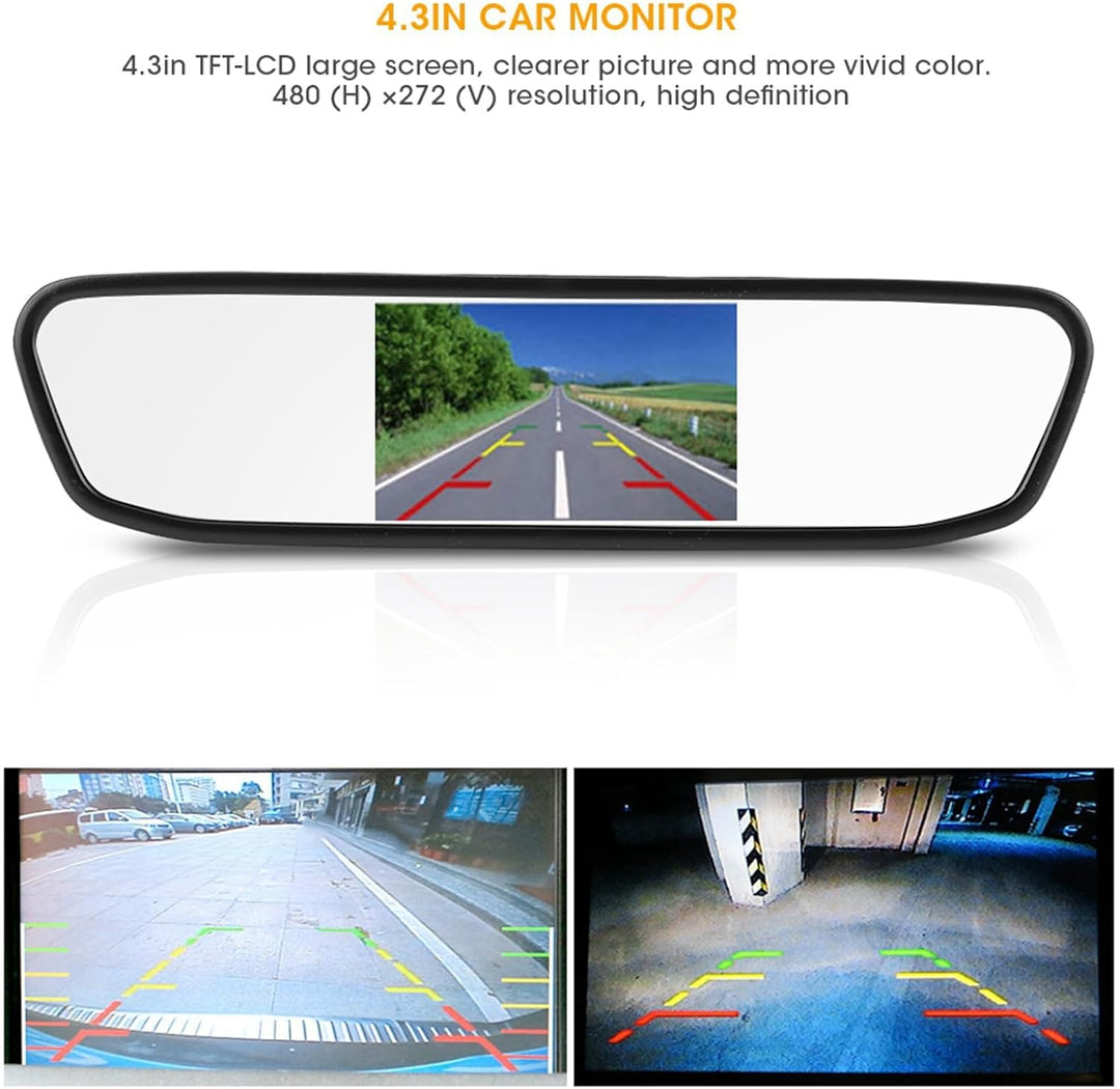 Rückfahrkamera Spiegel, Auto HD Rückspiegelmonitor, 4,3-Zoll Auto HD Rückspiegel Monitor mit Backup