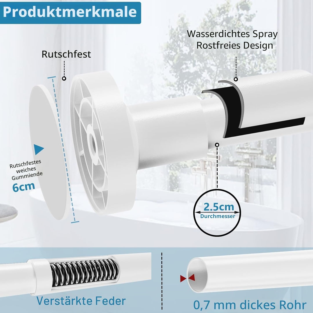2 Stücke Gardinenstange ohne Bohren 48-118CM Teleskopstange Duschvorhangstange Einstellbare Vorhangs