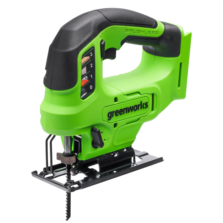 Greenworks 24V Akku-Bürstenlose Stichsäge, 3000spm, Neigungsverstellbar bis max. 45°, 4 Orbitaleinst