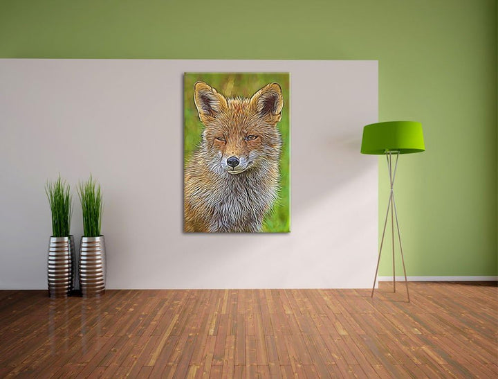 schöner Fuchs Spezial Format: 100x70 cm auf Leinwand, XXL riesige Bilder fertig gerahmt mit Keilrahm