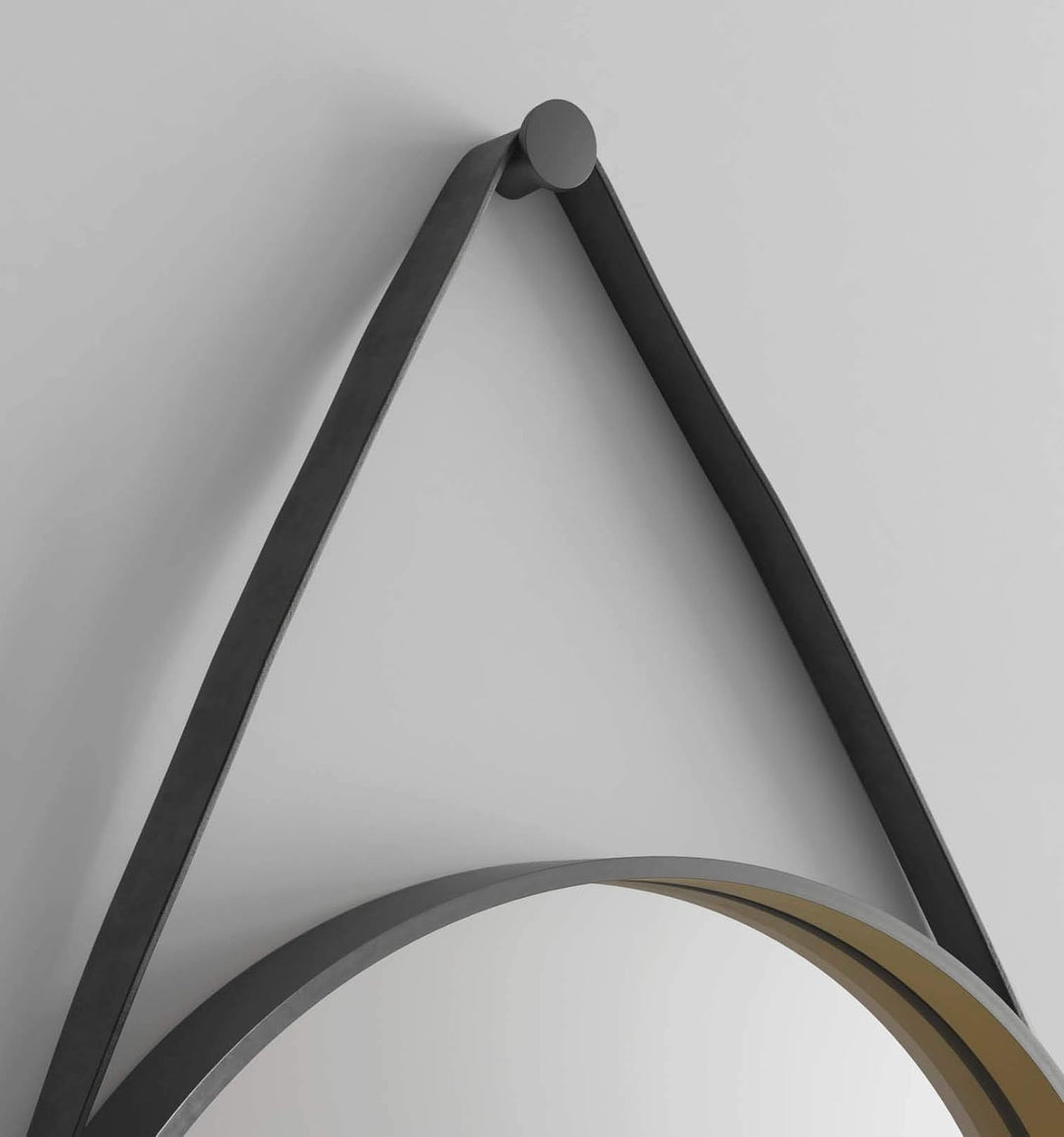 Talos Golden Style runder Spiegel Ø 55 cm - Wandspiegel mit Aufhängeband in Lederoptik - Rundspiegel