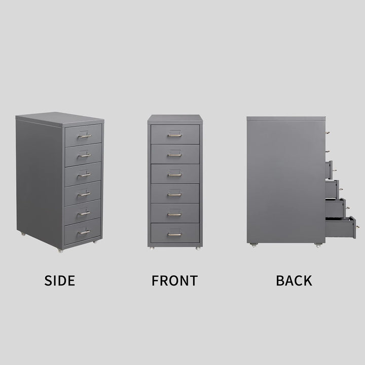 HollyHOME Mobiler Aktenschrank mit 6 Schubladen, rollender Aktenorganisator, Aufbewahrungsschrank au