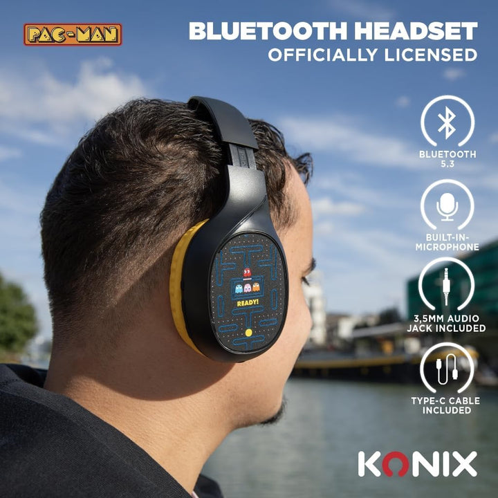 Konix Pac-Man On-Ear-Kopfhörer kabellos Bluetooth 5.3 für Smartphones und Tablets - 30 Std. Akkulauf