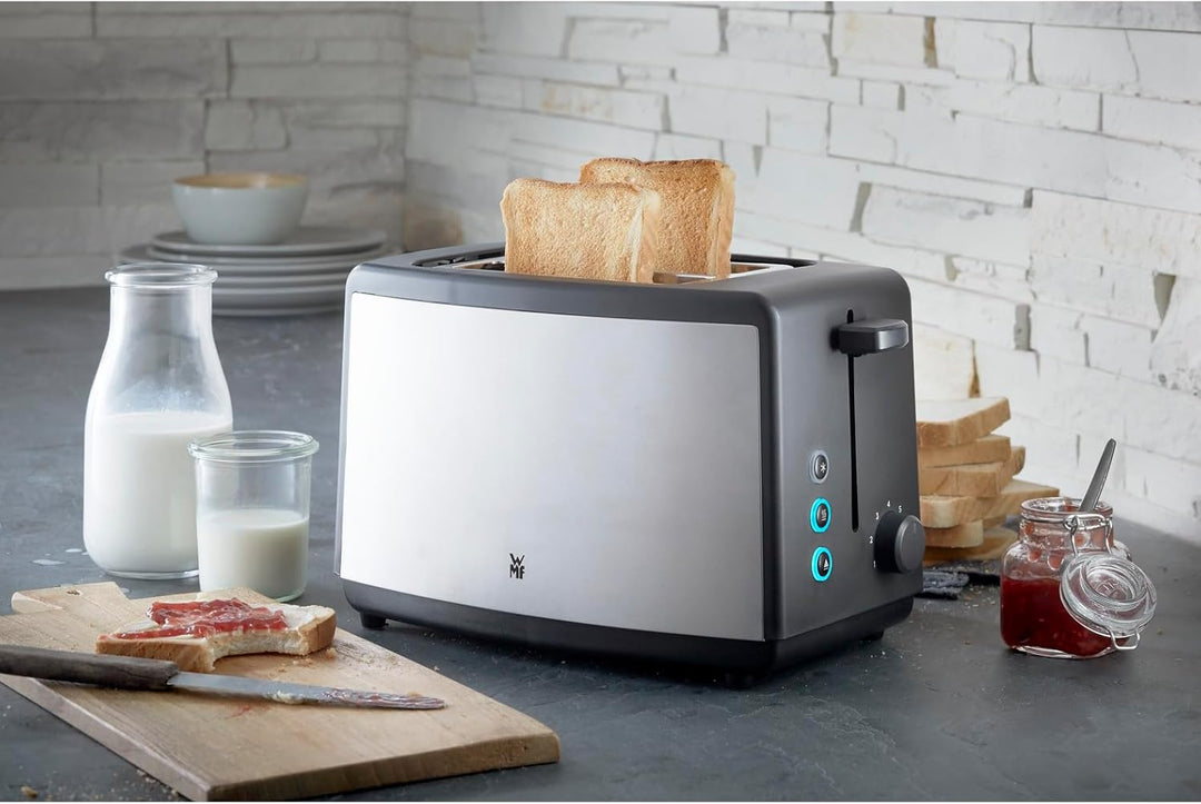WMF Bueno Edition Toaster Edelstahl, Doppelschlitz Toaster mit Brötchenaufsatz, 2 Scheiben, 7 Bräunu