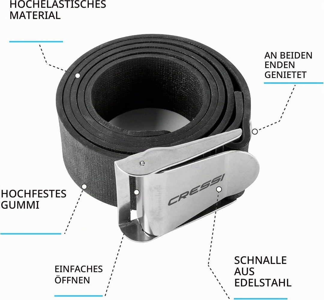 Cressi Marselillas Elasti Belt Tauchen Bleigürtel, Schwarz Elastic Quick-Relase, Uni