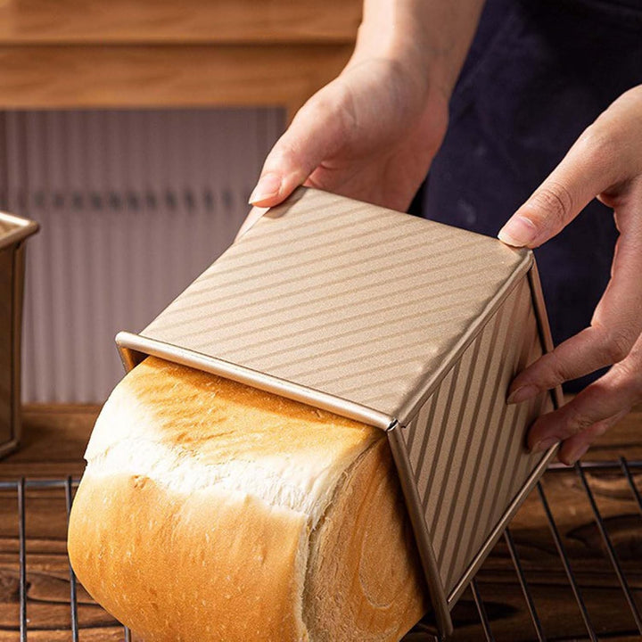 Kastenform Brot,Brotbackform mit Deckel - 250g Wellenform Quadratische Toastbrot Backform, Roségold