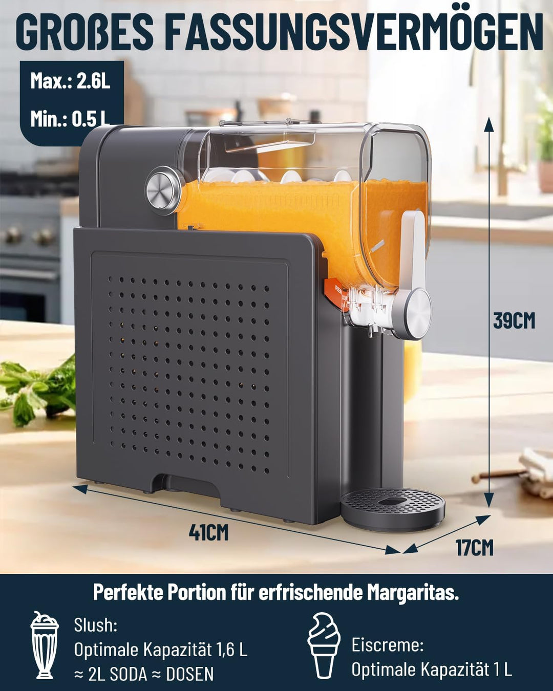 Huracan Slush Maschine 2L, Slushie Maker Kein Eis Nötig, 5 Programme, Schnellgefrierung Kompressor,