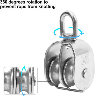 Kabelrollenrad, grosse Tragfähigkeit 2PCS M32 Doppelrollenblock für Maschinenbeladung für industriel