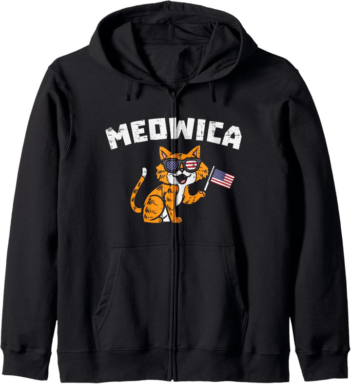 Meowica Sunglasses Cat US American Flag 4th Of July Fourth Kapuzenjacke