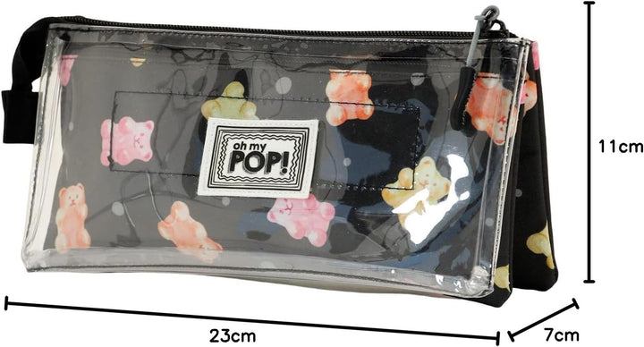 Oh My Pop! Transparentes Federmäppchen mit DREI Fächern Gummy, Gummy
