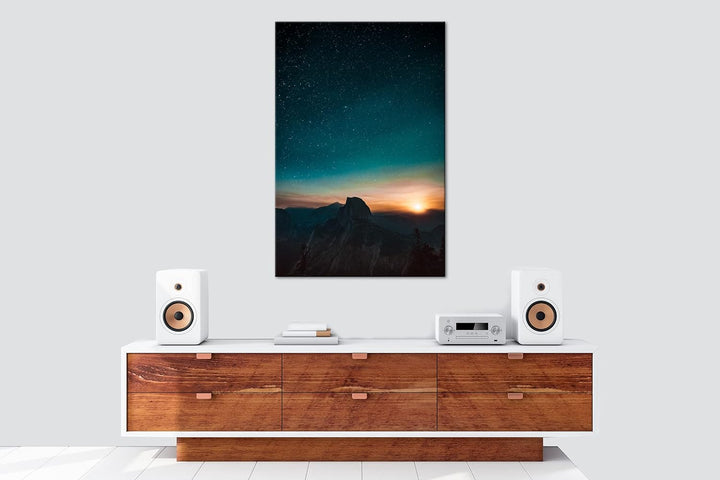 deyoli atemberaubender Sternenhimmel bei Sonnenaufgang Format: 100x70 als Leinwandbild, Motiv fertig