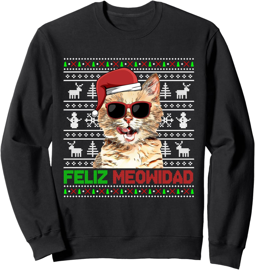 Munchkin Cat Feliz Meowidad Lustige Weihnachten Sweatshirt
