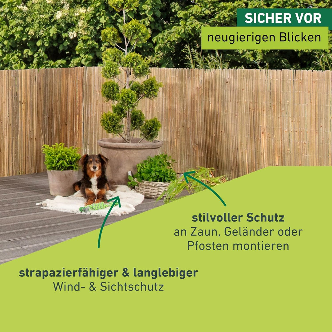Windhager Sichtschutzmatte Mitake, Zaunmatte aus Bambus, Bambusmatte, Sichtschutz-Zaun aus naturbela