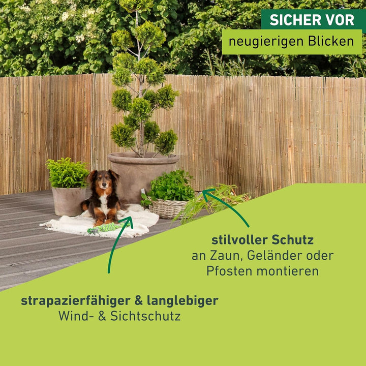 Windhager Sichtschutzmatte Mitake, Zaunmatte aus Bambus, Bambusmatte, Sichtschutz-Zaun aus naturbela