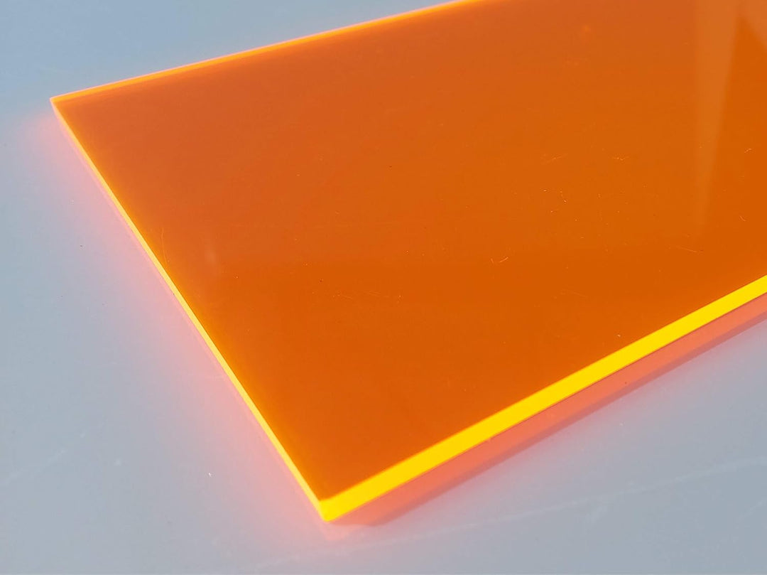 Platte Acrylglas GS, 500 x 500 x 3 mm, Fluoreszierend orange Zuschnitt alt-intech®