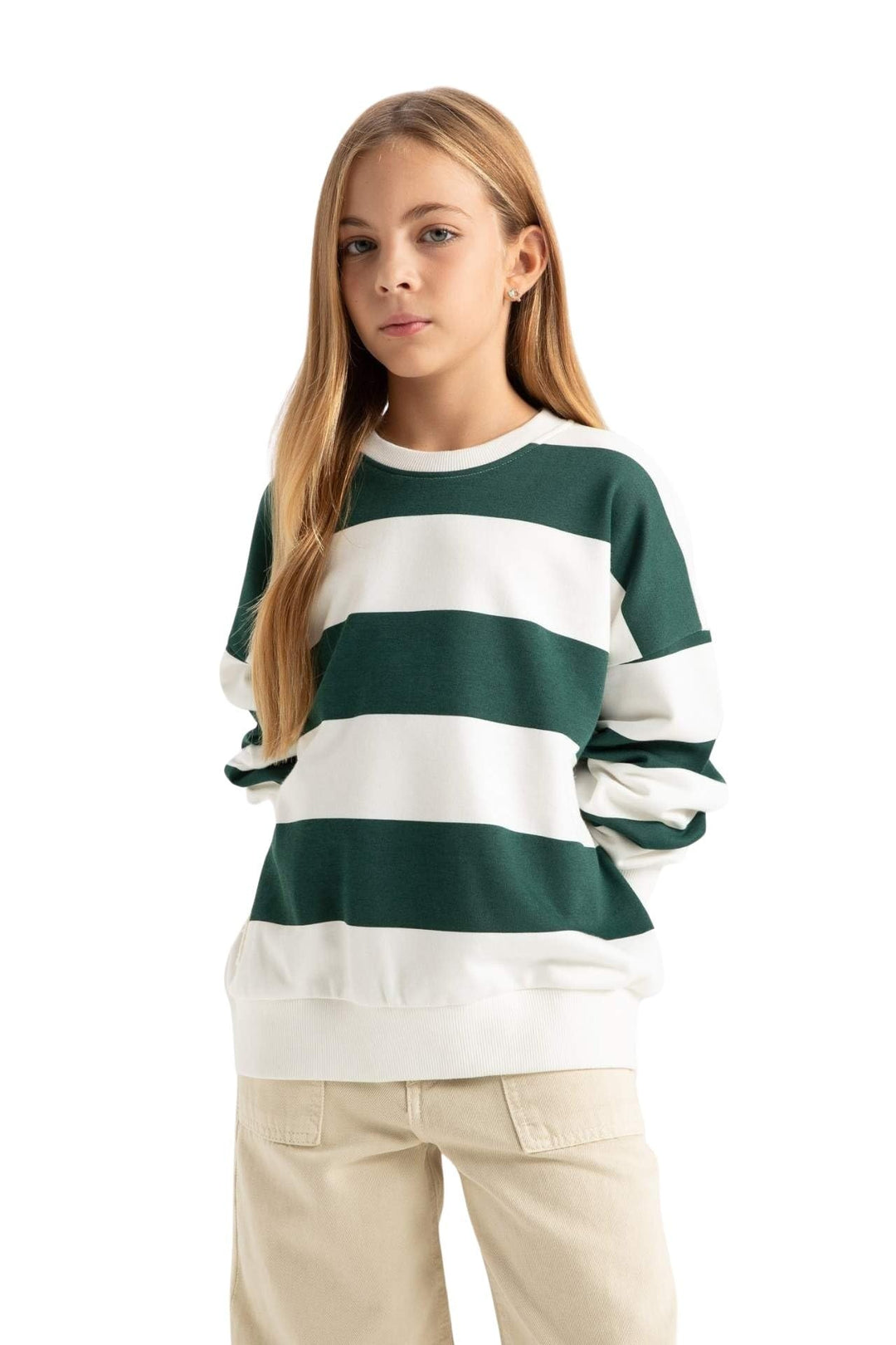 DeFacto Girl Regular Fit Langarm Gestricktes Kapuzen-Sweatshirt für Mädchen 11-12 Jahre D.green, 11-