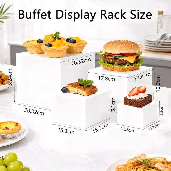 Set von 4 Acryl Cube Kunststoff Cake Stand, 12.7/15.2/17.8/20.3cm Tortenständer Buffet Erhöhungen, E