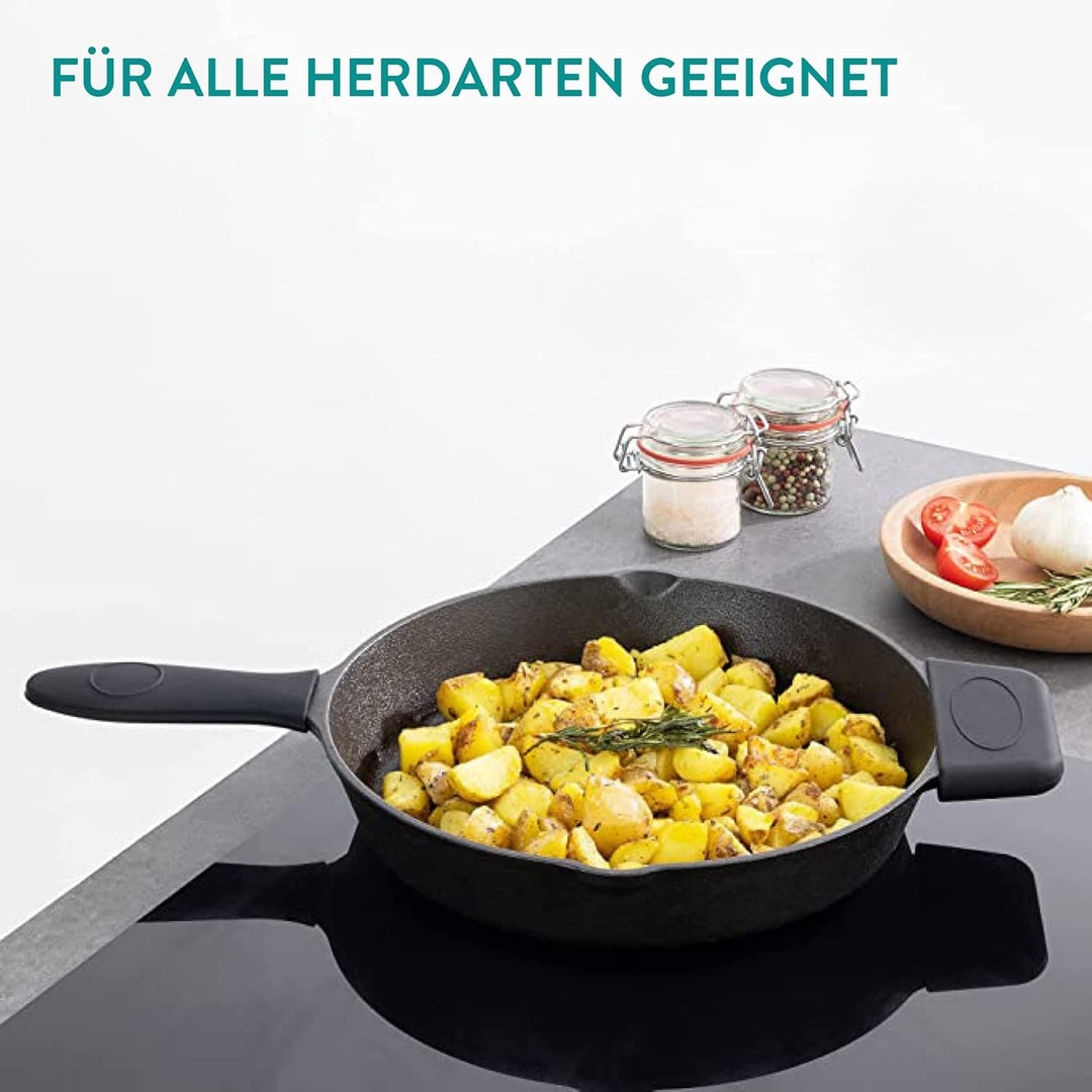 Navaris Gusseisenpfanne - 30cm Eingebrannte Pfanne Gusseisen Induktion - Emailliert - Cast Iron Pan,