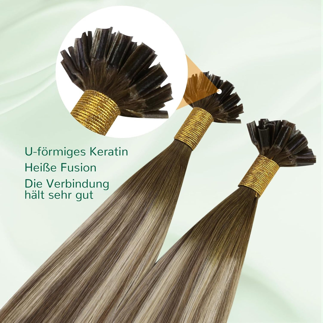 Easyouth Bondings Extensions Echthaar Balayage Blond Extensions Echthaar Bondings Dunkelbraun Aschbr