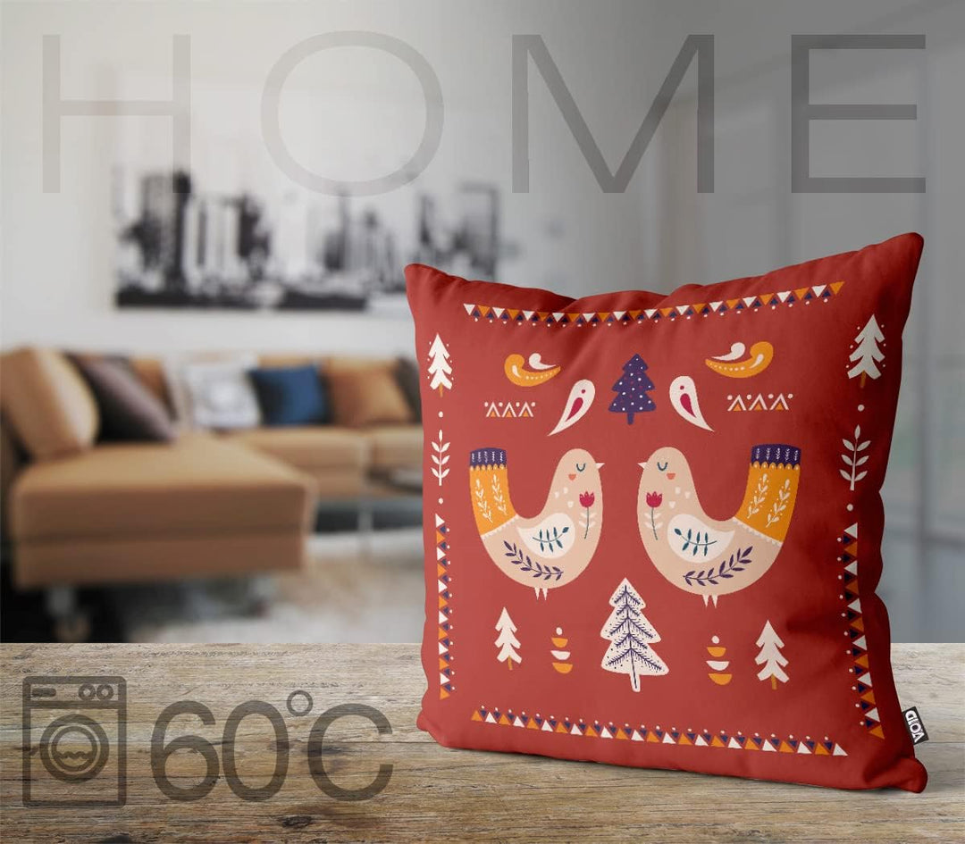 VOID Vögel Landhaus Kissenbezug Kissenhülle Sofakissen Kissen Deko Weihnachten Winter Weihnachtsdeko