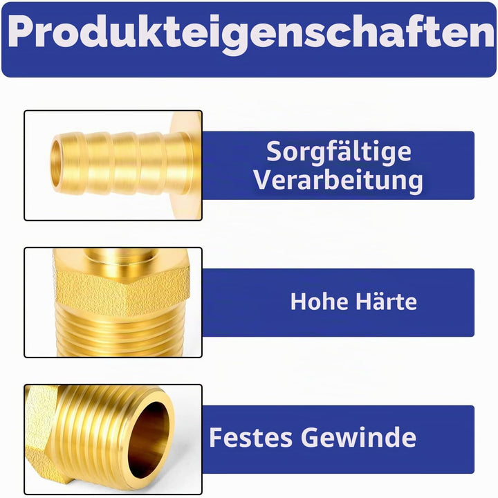 ERGAOBOY 10 Stk 10mm OD Barb auf 1/2" BSP Stecker, Messing Schlauchtülle Kompressionsfittings 1/2" M