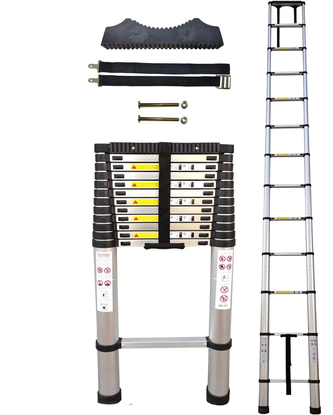 Hooha Teleskopierbare Auszugsleiter Leiterhaken 5,1 Meter mit Anti-rutsch Gummipuffer, 13 Stufen Tel