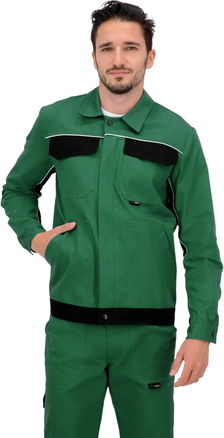 BWOLF ARES 100% Baumwolle Arbeitsjacke Männer Arbeitsjacke Herren Arbeitsjacke Bundjacke, S Grü