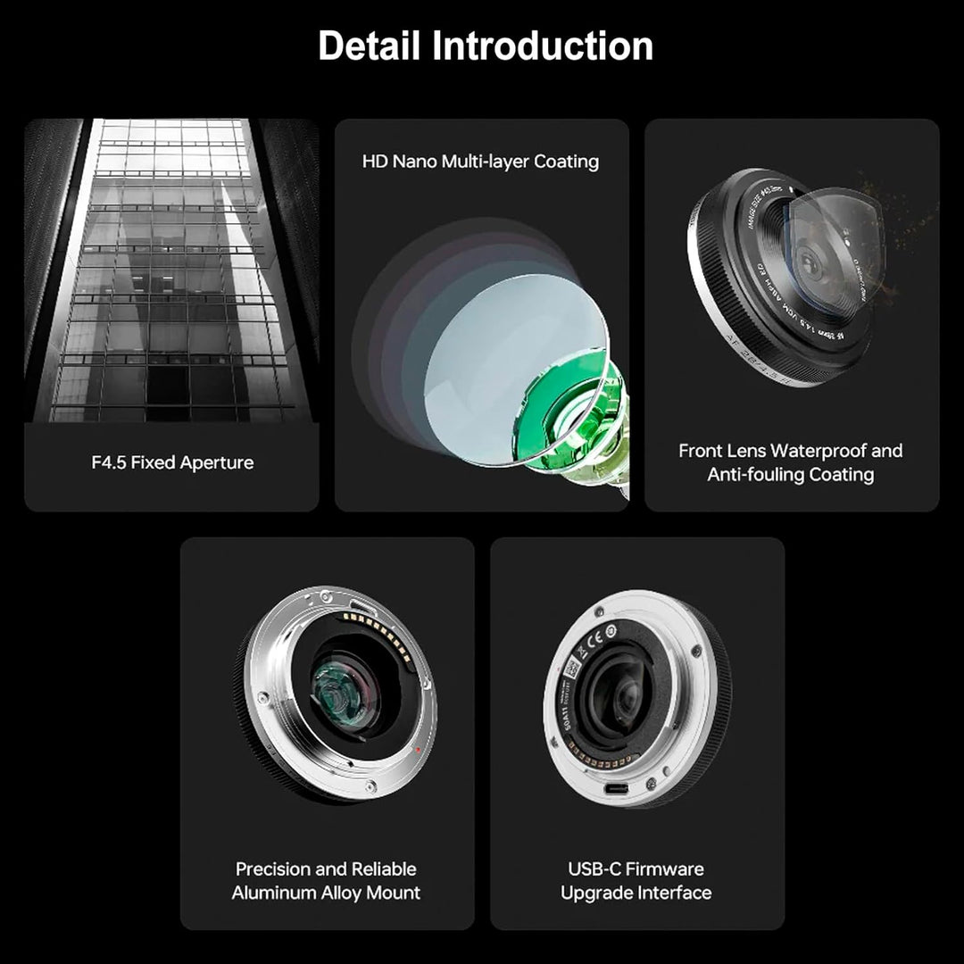 VILTROX 28mm F4.5 XF Pancake APS-C für Fuji XF, Autofokus Weitwinkel Festbrennweitenobjektiv für Fuj