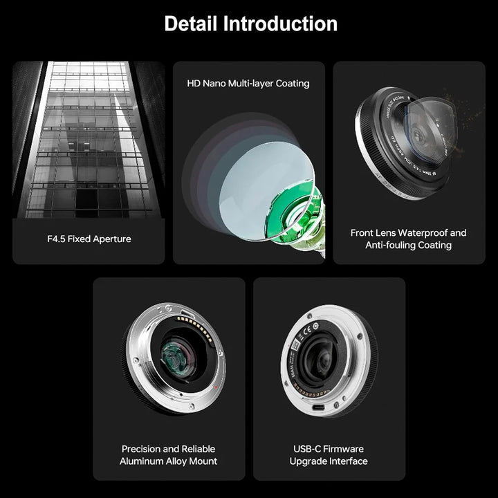 VILTROX 28mm F4.5 XF Pancake APS-C für Fuji XF, Autofokus Weitwinkel Festbrennweitenobjektiv für Fuj