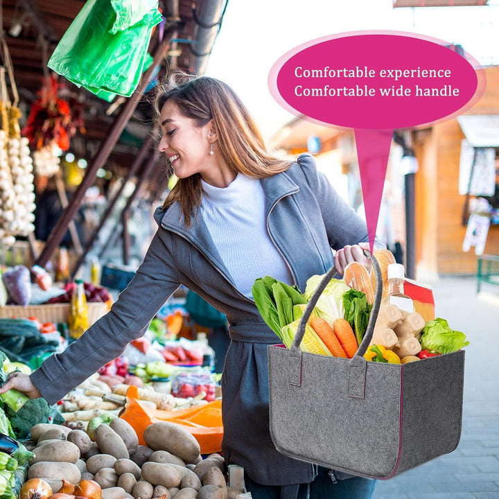 Filztasche 2 Stück Filztasche Shopper Gross 40 x 27 x 27 cm Einkaufstasche Filz mit Henkel für Einka